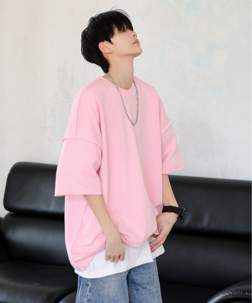 neos（ネオス）の「【neos】ルーズシルエット 裏使い ステッチ ポンチ パステルカラー ハーフスリーブ Tシャツ（Tシャツ/カットソー・メンズ・ブルー/イエロー/ホワイト/グリーン/ピンク・FREE）」の15枚目の写真