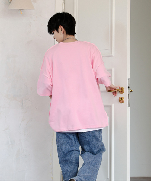 neos（ネオス）の「【neos】ルーズシルエット 裏使い ステッチ ポンチ パステルカラー ハーフスリーブ Tシャツ（Tシャツ/カットソー・メンズ・ブルー/イエロー/ホワイト/グリーン/ピンク・FREE）」の11枚目の写真