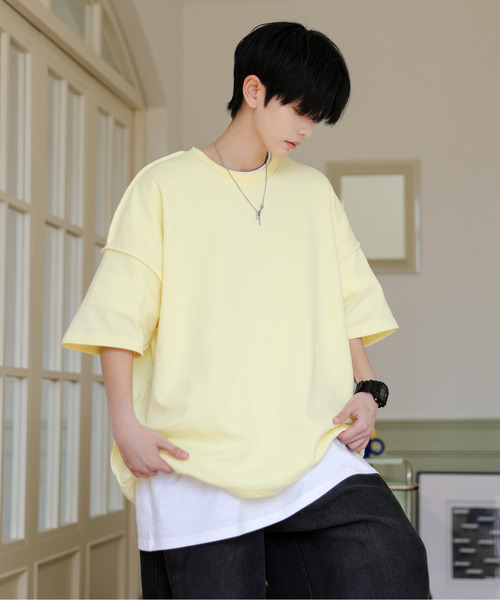 neos（ネオス）の「【neos】ルーズシルエット 裏使い ステッチ ポンチ パステルカラー ハーフスリーブ Tシャツ（Tシャツ/カットソー・メンズ・ブルー/イエロー/ホワイト/グリーン/ピンク・FREE）」の10枚目の写真