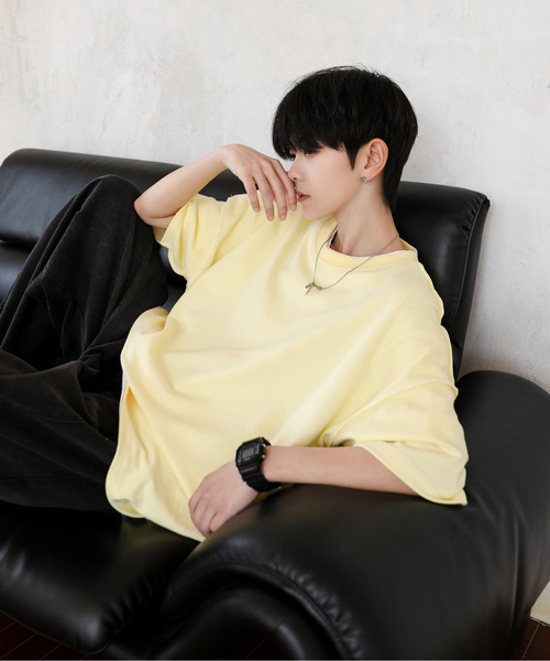 neos（ネオス）の「【neos】ルーズシルエット 裏使い ステッチ ポンチ パステルカラー ハーフスリーブ Tシャツ（Tシャツ/カットソー・メンズ・ブルー/イエロー/ホワイト/グリーン/ピンク・FREE）」の8枚目の写真