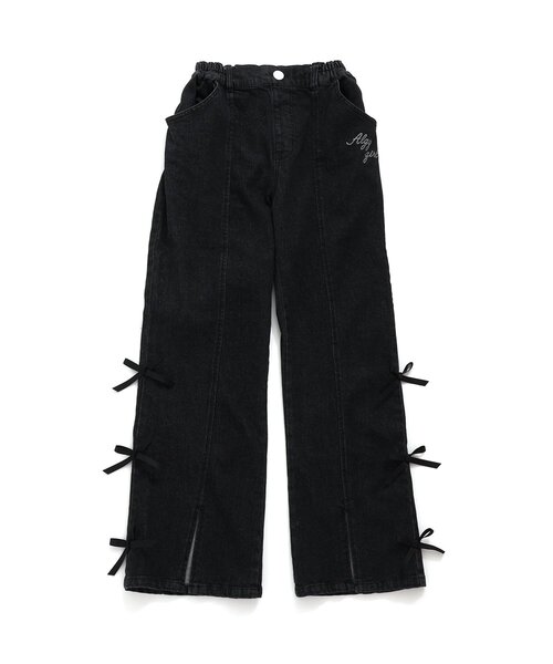 algy（アルジー）の「フロントスリットりぼんフレアワイドパンツ（その他パンツ・キッズ・ブラック/サックスブルー/アイボリー・MEDIUM/X-SMALL/XX-SMALL/SMALL）」の2枚目の写真