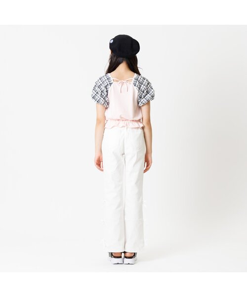 algy（アルジー）の「フロントスリットりぼんフレアワイドパンツ（その他パンツ・キッズ・ブラック/サックスブルー/アイボリー・MEDIUM/X-SMALL/XX-SMALL/SMALL）」の5枚目の写真