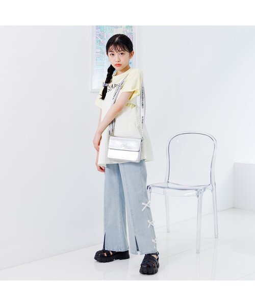 algy（アルジー）の「フロントスリットりぼんフレアワイドパンツ（その他パンツ・キッズ・ブラック/サックスブルー/アイボリー・MEDIUM/X-SMALL/XX-SMALL/SMALL）」の7枚目の写真