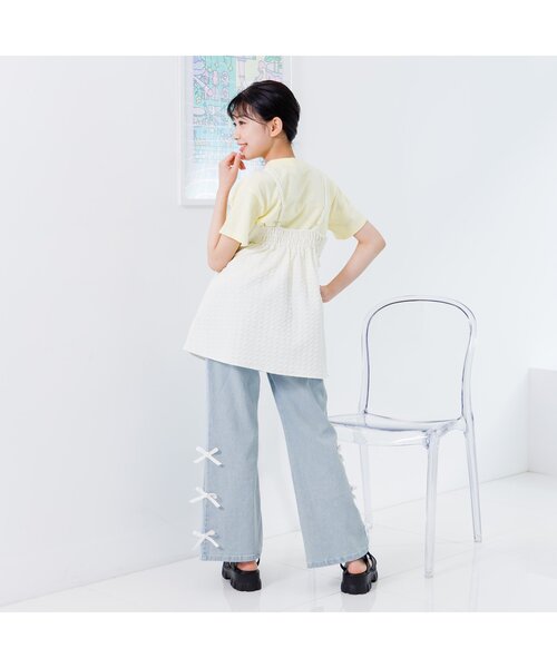 algy（アルジー）の「フロントスリットりぼんフレアワイドパンツ（その他パンツ・キッズ・ブラック/サックスブルー/アイボリー・MEDIUM/X-SMALL/XX-SMALL/SMALL）」の8枚目の写真