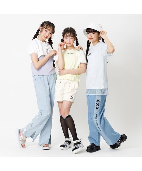 algy（アルジー）の「フロントスリットりぼんフレアワイドパンツ（その他パンツ・キッズ・ブラック/サックスブルー/アイボリー・MEDIUM/X-SMALL/XX-SMALL/SMALL）」の13枚目の写真