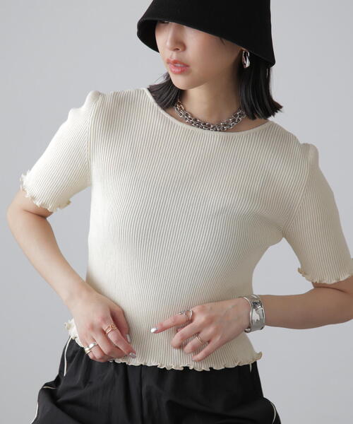 santa fe. アイボリー半袖セーター santa fe. アイボリー半袖セーター