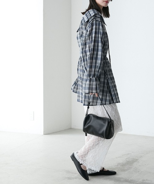 美品 群言堂 登美 リネンブラウス ビックシルエット チェック柄 スキッパー 美品 群言堂 登美 リネンブラウス ビックシルエット チェック柄