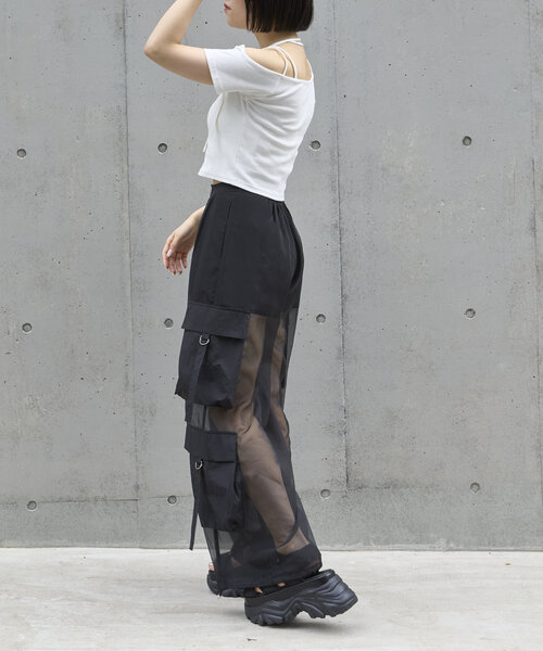 RAY CASSIN(レイカズン)の「シアーカーゴパンツ(カーゴパンツ・レディース・ホワイト/ブラック/ブルー・FREE)」の11枚目の写真