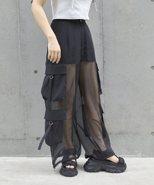 RAY CASSIN(レイカズン)の「シアーカーゴパンツ(カーゴパンツ・レディース・ホワイト/ブラック/ブルー・FREE)」の18枚目の写真