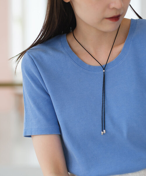 Kastane（カスタネ）の「【前後2WAY/4色展開】ピグメントリブTEE（Tシャツ/カットソー・レディース・ブルー/グレー/ブラック/アイボリー・FREE）」の13枚目の写真