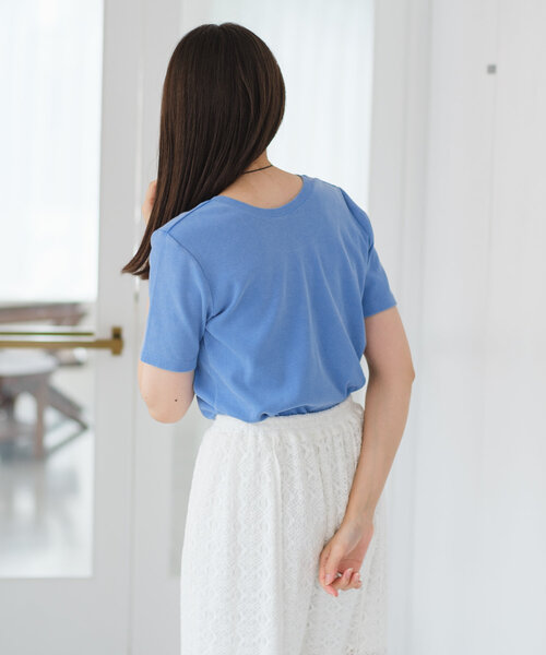 Kastane（カスタネ）の「【前後2WAY/4色展開】ピグメントリブTEE（Tシャツ/カットソー・レディース・ブルー/グレー/ブラック/アイボリー・FREE）」の15枚目の写真