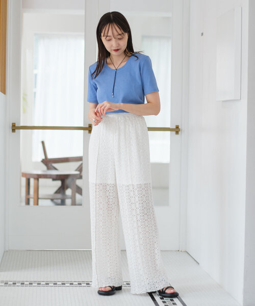 Kastane（カスタネ）の「【前後2WAY/4色展開】ピグメントリブTEE（Tシャツ/カットソー・レディース・ブルー/グレー/ブラック/アイボリー・FREE）」の17枚目の写真