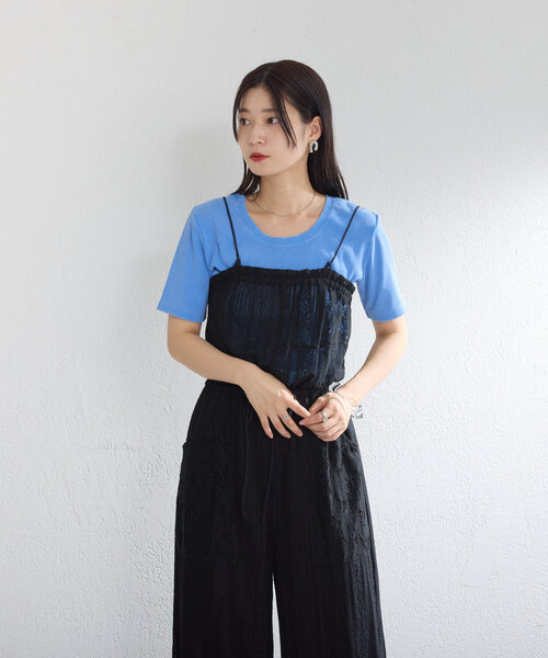 Kastane（カスタネ）の「【前後2WAY/4色展開】ピグメントリブTEE（Tシャツ/カットソー・レディース・ブルー/グレー/ブラック/アイボリー・FREE）」の19枚目の写真