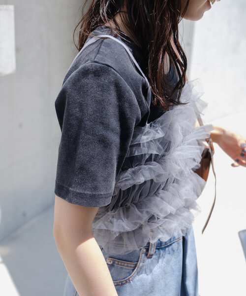 Kastane（カスタネ）の「【前後2WAY/4色展開】ピグメントリブTEE（Tシャツ/カットソー・レディース・ブルー/グレー/ブラック/アイボリー・FREE）」の8枚目の写真