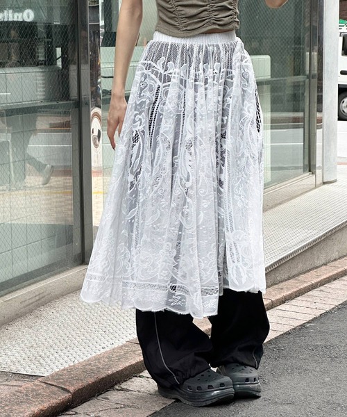 3.3 Field Trip （3.3フィールドトリップ）の「3.3 Field Trip／レースロングスカート（スカート・レディース・ホワイト/クリーム・FREE）」の2枚目の写真