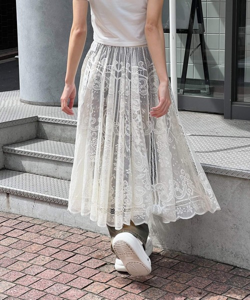 3.3 Field Trip （3.3フィールドトリップ）の「3.3 Field Trip／レースロングスカート（スカート・レディース・ホワイト/クリーム・FREE）」の7枚目の写真