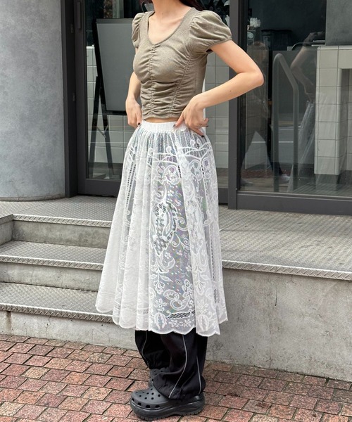 3.3 Field Trip （3.3フィールドトリップ）の「3.3 Field Trip／レースロングスカート（スカート・レディース・ホワイト/クリーム・FREE）」の8枚目の写真