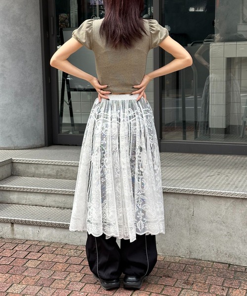 3.3 Field Trip （3.3フィールドトリップ）の「3.3 Field Trip／レースロングスカート（スカート・レディース・ホワイト/クリーム・FREE）」の9枚目の写真