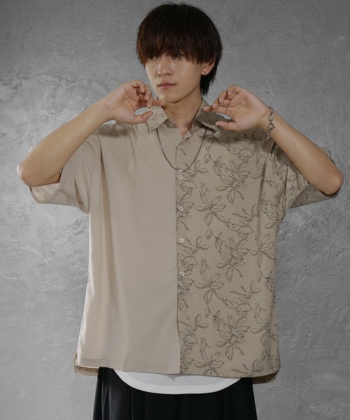 メンズ 半袖シャツ 肩落ち バラ ローズ ビッグシルエット G00317 楽天市場】Tシャツ メンズ 半袖 5分袖 ハーフジップ ビッグ