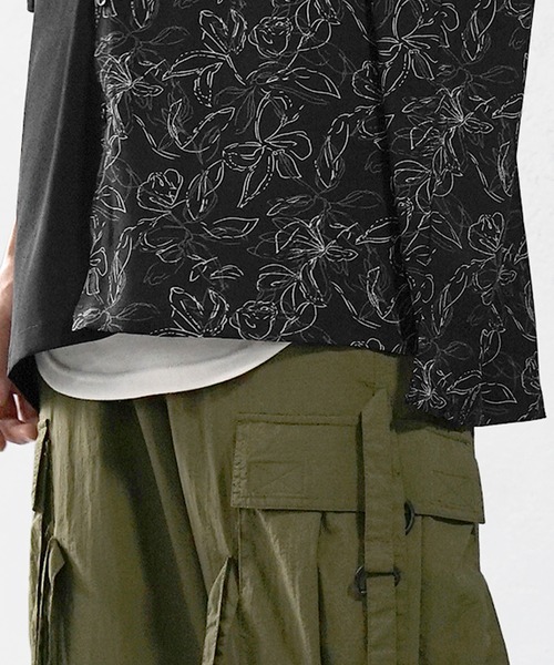 MinoriTY(マイノリティ)の「【MinoriTY】さらさら配色フラワーシャツ メンズ 半袖シャツ 花柄レギュラーカラー オーバーサイズ ビッグシルエット ルーズフィット 夏服(シャツ/ブラウス・メンズ・ベージュ/ブラック・S/M/L)」の18枚目の写真