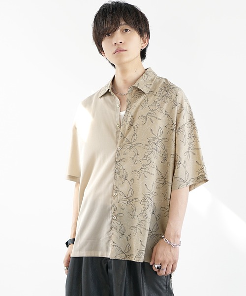 MinoriTY(マイノリティ)の「【MinoriTY】さらさら配色フラワーシャツ メンズ 半袖シャツ 花柄レギュラーカラー オーバーサイズ ビッグシルエット ルーズフィット 夏服(シャツ/ブラウス・メンズ・ベージュ/ブラック・S/M/L)」の21枚目の写真