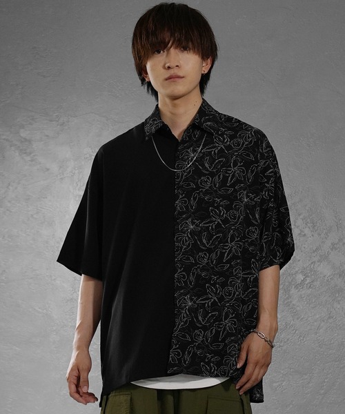 MinoriTY(マイノリティ)の「【MinoriTY】さらさら配色フラワーシャツ メンズ 半袖シャツ 花柄レギュラーカラー オーバーサイズ ビッグシルエット ルーズフィット 夏服(シャツ/ブラウス・メンズ・ベージュ/ブラック・S/M/L)」の17枚目の写真