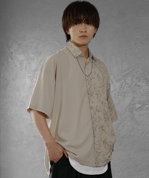 MinoriTY(マイノリティ)の「【MinoriTY】さらさら配色フラワーシャツ メンズ 半袖シャツ 花柄レギュラーカラー オーバーサイズ ビッグシルエット ルーズフィット 夏服(シャツ/ブラウス・メンズ・ベージュ/ブラック・S/M/L)」の16枚目の写真