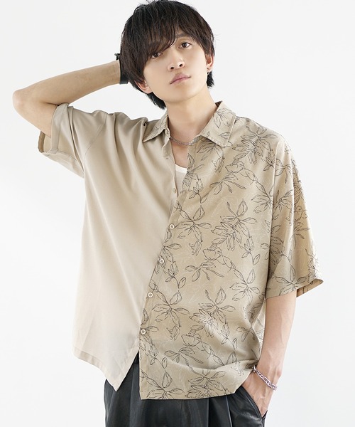 MinoriTY(マイノリティ)の「【MinoriTY】さらさら配色フラワーシャツ メンズ 半袖シャツ 花柄レギュラーカラー オーバーサイズ ビッグシルエット ルーズフィット 夏服(シャツ/ブラウス・メンズ・ベージュ/ブラック・S/M/L)」の15枚目の写真