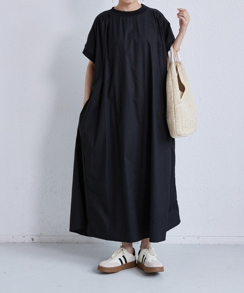 MAISON DE THERESE（メゾン ド テレーズ）の「フレンチ袖ビッグシルエットロングワンピース（ワンピース・レディース・ブラック/モカ/ネイビー/ホワイト・FREE）」の8枚目の写真