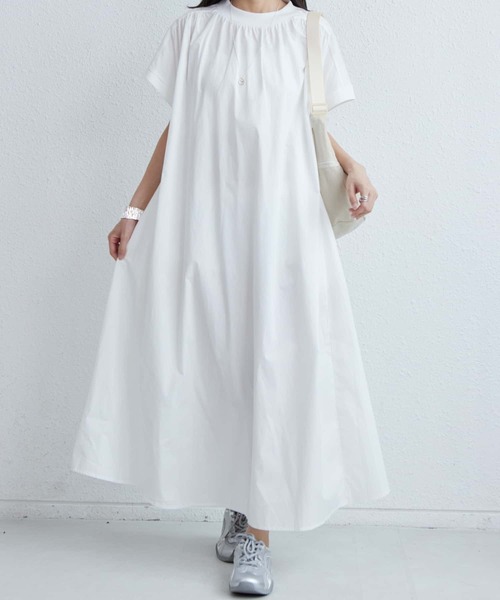 MAISON DE THERESE（メゾン ド テレーズ）の「フレンチ袖ビッグシルエットロングワンピース（ワンピース・レディース・ブラック/モカ/ネイビー/ホワイト・FREE）」の19枚目の写真