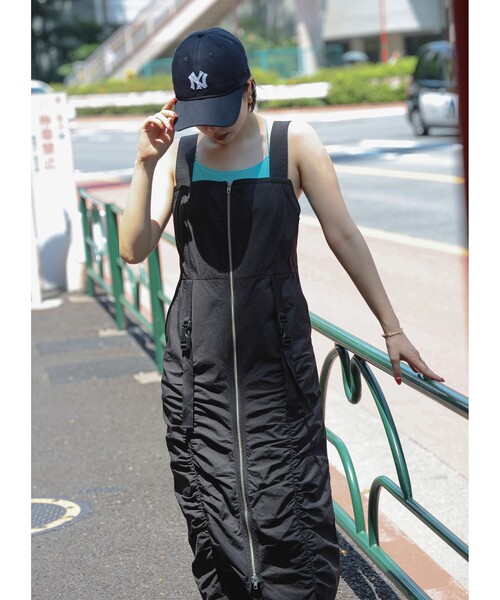 Ray BEAMS（レイビームス）の「Ray BEAMS / ギャザー ジップ サロペット ワンピース（ワンピース・レディース・ホワイト系その他6/ブラック・0/1）」の11枚目の写真