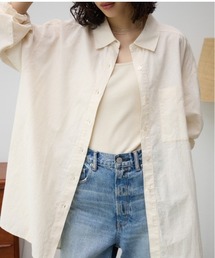 コットンリネンバックデザインシャツ