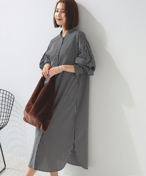 B:MING by BEAMS（ビーミングバイビームス）の「バンドカラー ワンピース（S～M）（シャツワンピース・レディース・サックスブルー/オフホワイト/その他1/その他・SMALL/MEDIUM）」の4枚目の写真