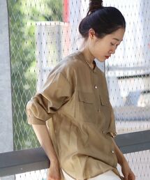 le.coeur blanc | シアーオーバーバンドカラーシャツ(シャツ/ブラウス)