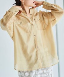 le.coeur blanc | シアーオーバーバンドカラーシャツ(シャツ/ブラウス)