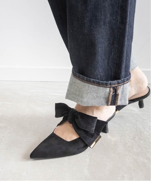 RANDA（ランダ）の「ベロアリボンミュールパンプス（パンプス・レディース・アイボリー/グレー系その他4/ブラック・LL/S/L/M）」の13枚目の写真