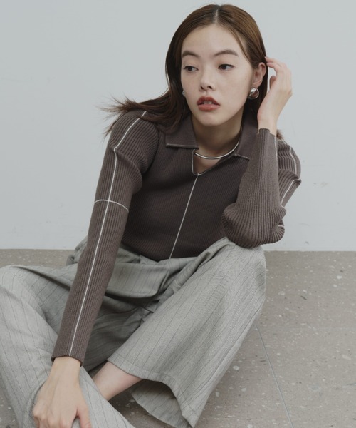 45r*pm リネン100　 襟元が可愛いプルオーバー。 45r*pm リネン100 襟元が可愛いプルオーバー。