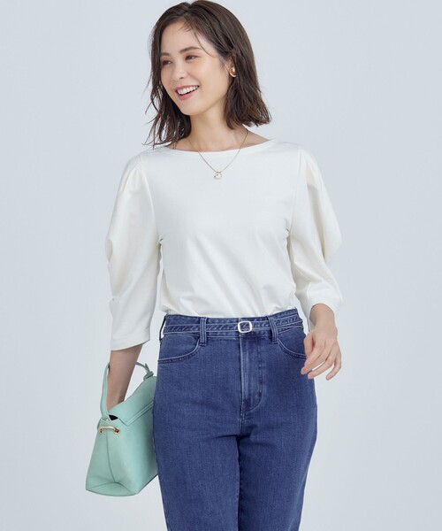 【セール】ミニ裏毛ボリュームタックスリーブ カットソー(Tシャツ/カットソー)|組曲(クミキョク)