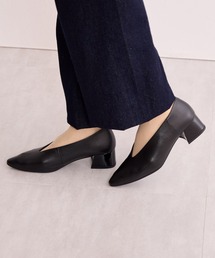 【Made in Japan】Vカットブロックヒールパンプス/641309