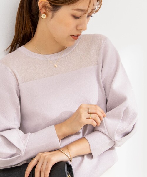NOLLEY’S Sophi(ノーリーズソフィ)の「部分シアーパワショルプルオーバーニット(ニット/セーター・レディース・ホワイト/ベビーピンク/ブラック・38)」の14枚目の写真