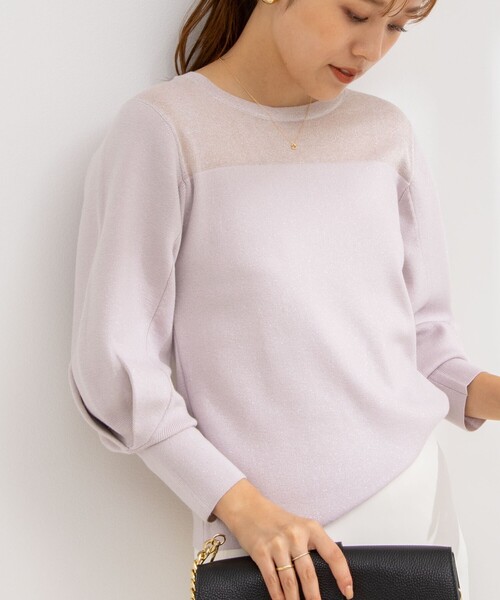 NOLLEY’S Sophi(ノーリーズソフィ)の「部分シアーパワショルプルオーバーニット(ニット/セーター・レディース・ホワイト/ベビーピンク/ブラック・38)」の15枚目の写真