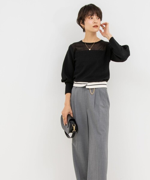 NOLLEY’S Sophi(ノーリーズソフィ)の「部分シアーパワショルプルオーバーニット(ニット/セーター・レディース・ホワイト/ベビーピンク/ブラック・38)」の17枚目の写真