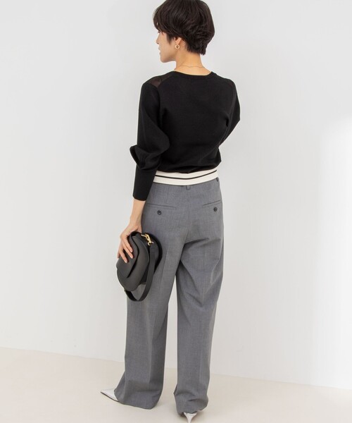 NOLLEY’S Sophi(ノーリーズソフィ)の「部分シアーパワショルプルオーバーニット(ニット/セーター・レディース・ホワイト/ベビーピンク/ブラック・38)」の19枚目の写真