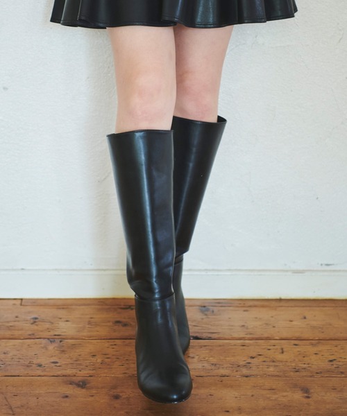 31 Sons de mode（トランテアン　ソン　ドゥ　モード）の「ウエッジヒールロングブーツ（ブーツ・レディース・ダークブラウン/ブラック・S/M/L）」の3枚目の写真