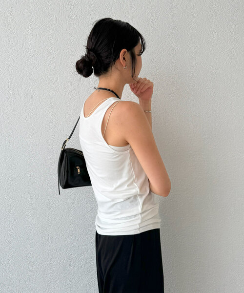 RIVE DROITE（リヴドロワ）の「【MYSELFbyRD（マイセルフバイリヴドロワ）】baseTANK（タンクトップ・レディース・オフホワイト/ブラック/ブラウン・FREE）」の5枚目の写真