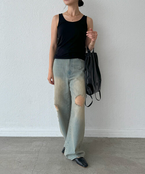 RIVE DROITE（リヴドロワ）の「【MYSELFbyRD（マイセルフバイリヴドロワ）】baseTANK（タンクトップ・レディース・オフホワイト/ブラック/ブラウン・FREE）」の19枚目の写真