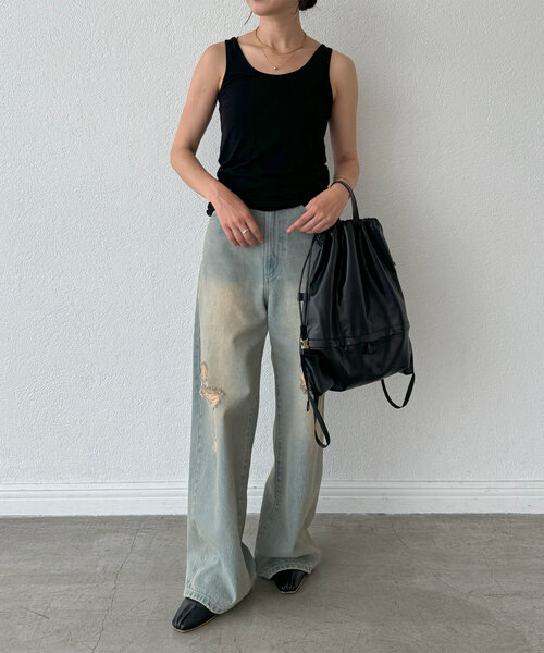 RIVE DROITE（リヴドロワ）の「【MYSELFbyRD（マイセルフバイリヴドロワ）】baseTANK（タンクトップ・レディース・オフホワイト/ブラック/ブラウン・FREE）」の20枚目の写真