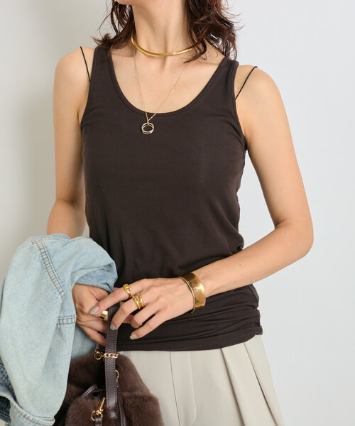 RIVE DROITE（リヴドロワ）の「【MYSELFbyRD（マイセルフバイリヴドロワ）】baseTANK（タンクトップ・レディース・オフホワイト/ブラック/ブラウン・FREE）」の13枚目の写真