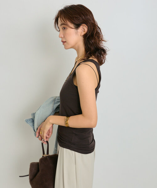 RIVE DROITE（リヴドロワ）の「【MYSELFbyRD（マイセルフバイリヴドロワ）】baseTANK（タンクトップ・レディース・オフホワイト/ブラック/ブラウン・FREE）」の14枚目の写真