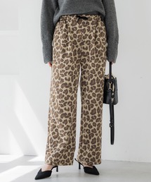 レオパード柄 ストレッチ プルオンパンツ